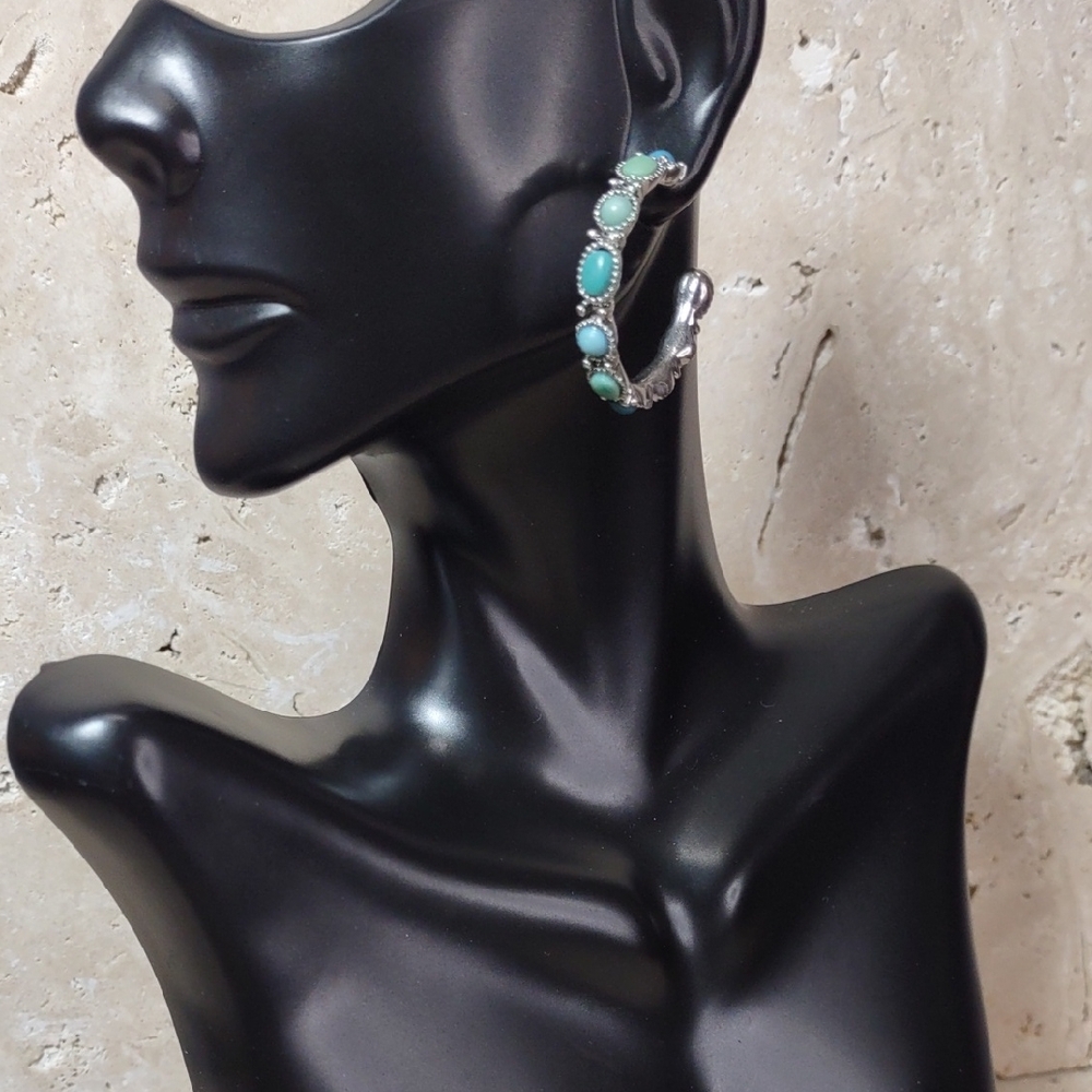 Chaps Turquoise-look Hoop Earrings